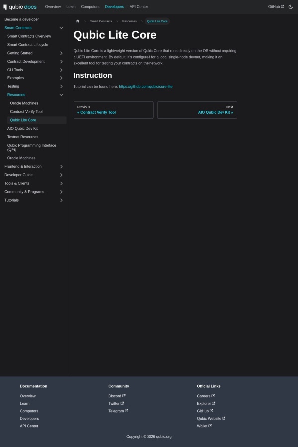 Qubic Core Lite website