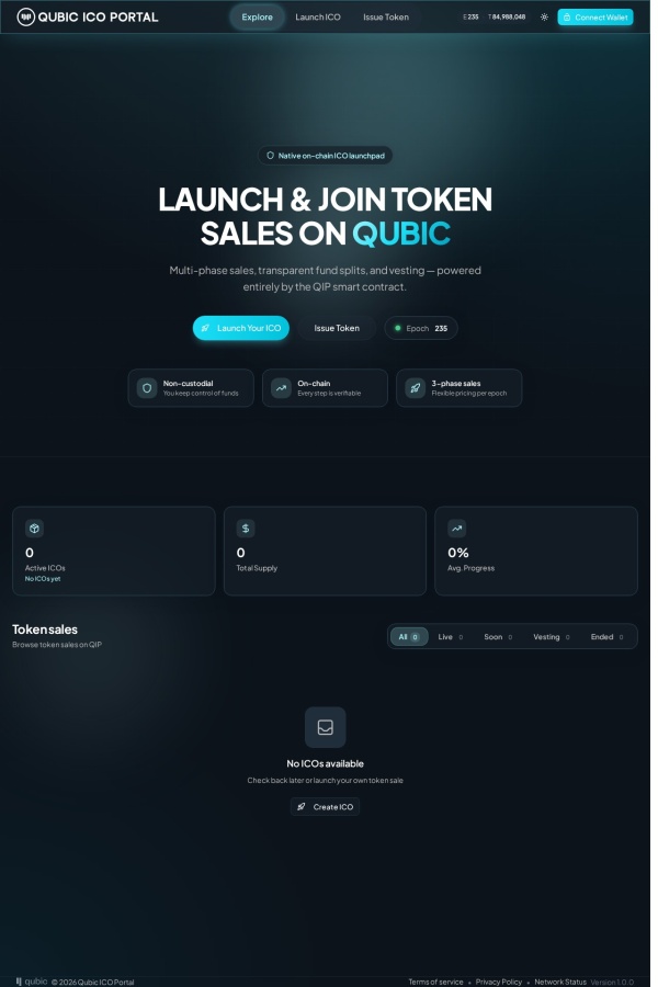 Qubic ICO Portal website